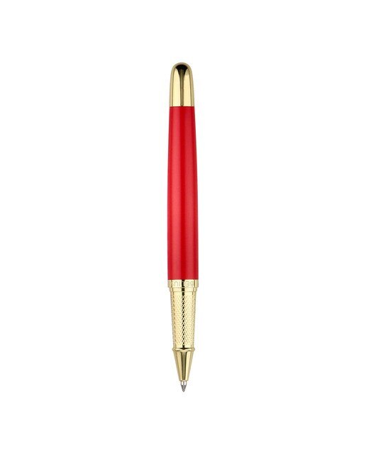 Caneta e estojo textura escovada em estojo de design Passion Dor Belius vermelho e dourado Vermelho-1