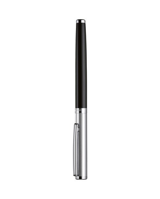 Estilográfica lacado brillante capuchón plata de ley Otto Hutt negro Negro brillante-2