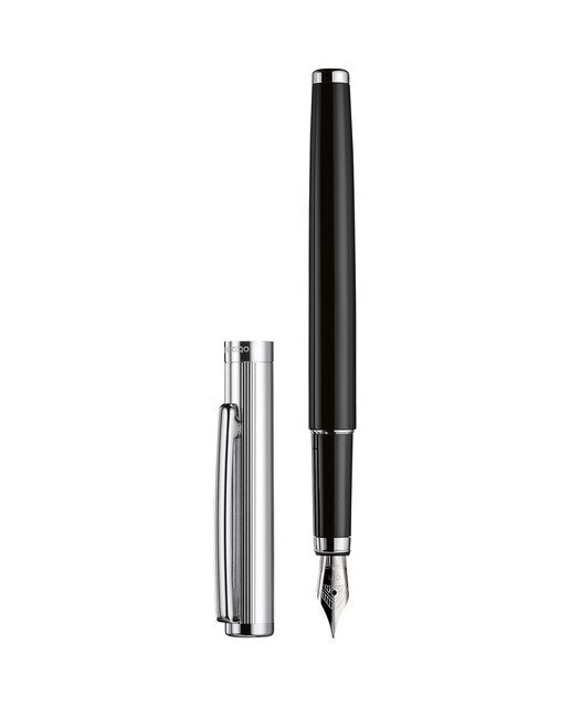Estilográfica lacado brillante capuchón plata de ley Otto Hutt negro Negro brillante-3