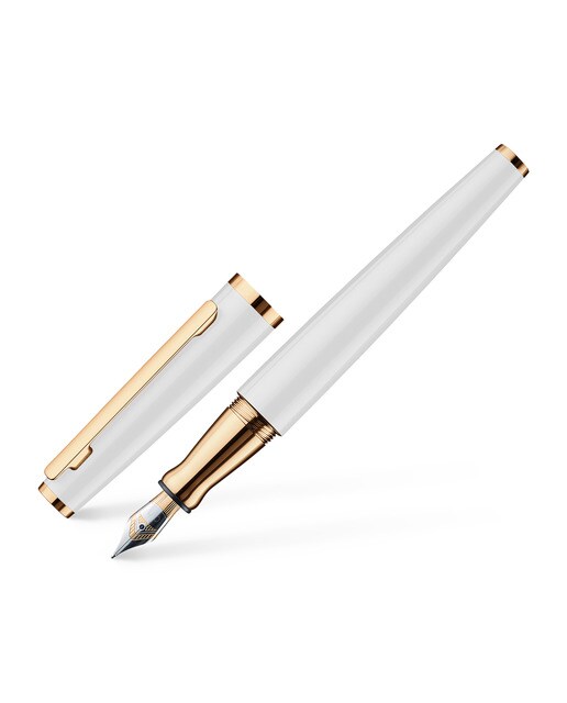 Imagem 0 de Esferográfica de Aluminio Maciço Lacado Brilhante Detalhes em Oro Rosa Otto Hutt - Branco