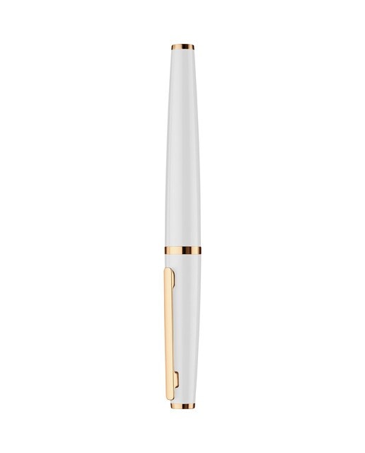 Esferográfica de Aluminio Maciço Lacado Brilhante Detalhes em Oro Rosa Otto Hutt - Branco Branco-2