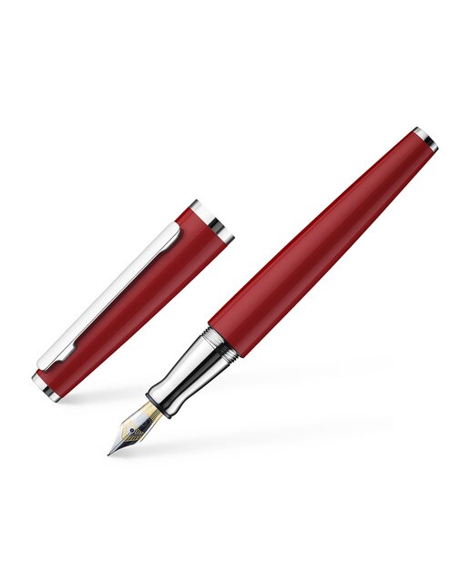 Imagem 0 de Esferográfica de Aluminio Maciço Lacado Brilhante Detalhes Platinados Otto Hutt - Vermelho