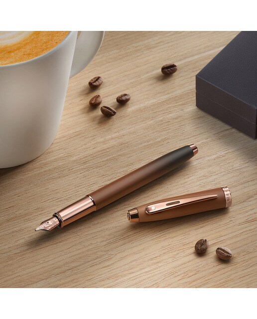 Esferográfica Sheaffer 100 em Laca Castanho Café e Detalhes Castanhos 9