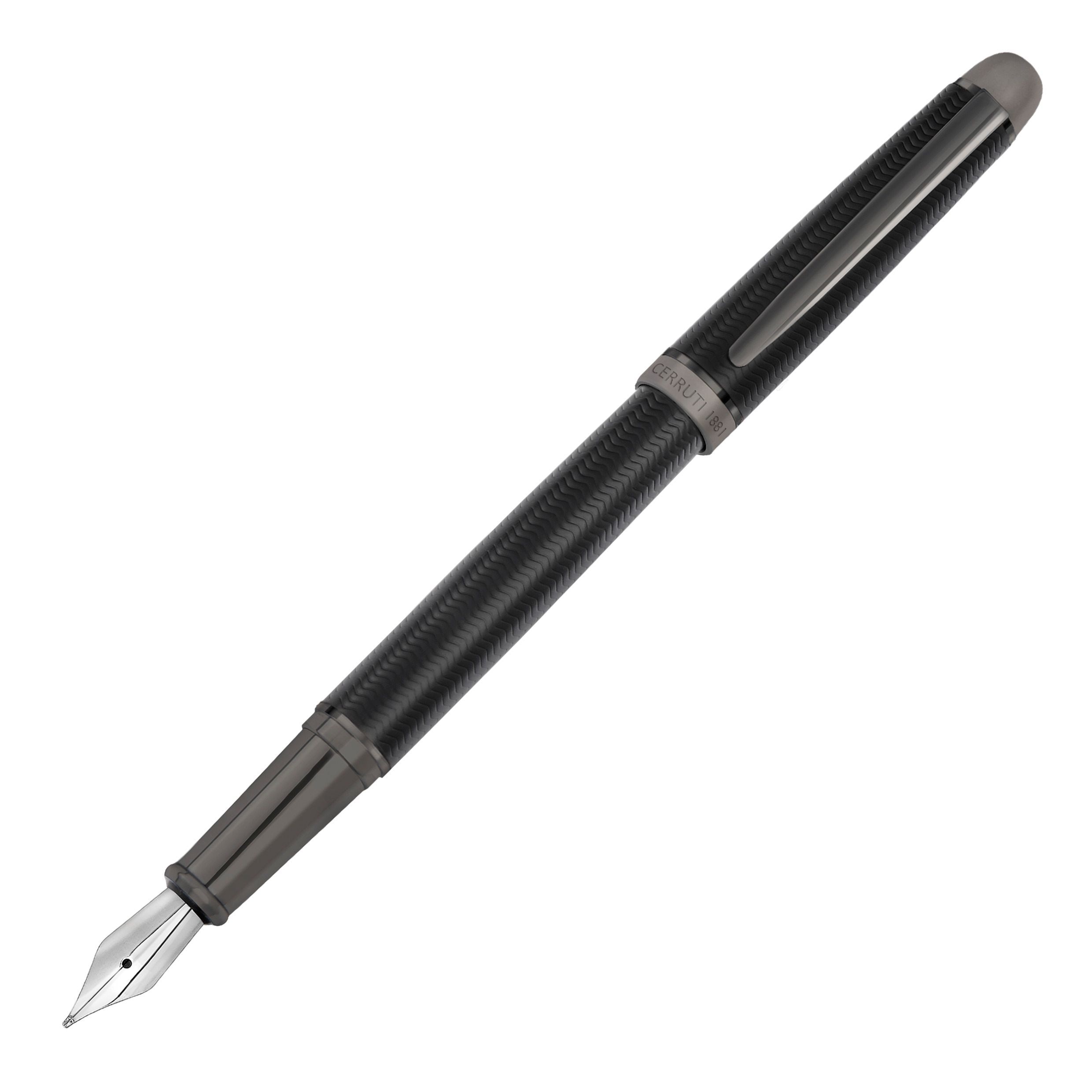 Caneta de Tinta Permanente Holborn Cerruti 1881 Preta e ruténio Preto-3
