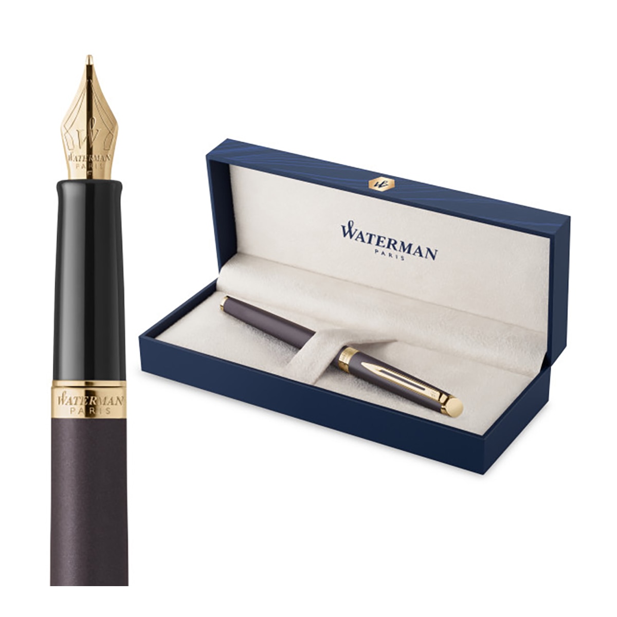 Pluma estilográfica Waterman Hémisphère La Edición Discreta negro lava plumín fino de acero inoxidable estuche de regalo Negro / Dorado-1