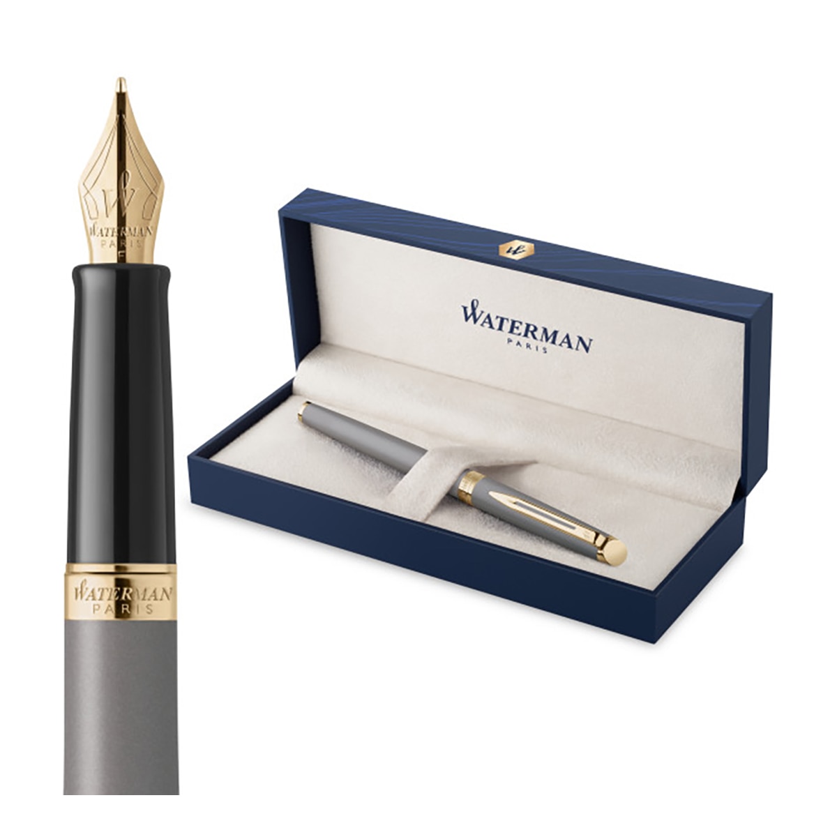 Pluma estilográfica Waterman Hémisphère La Edición Discreta gris piedra Estuche de regalo Gris / Dorado-1