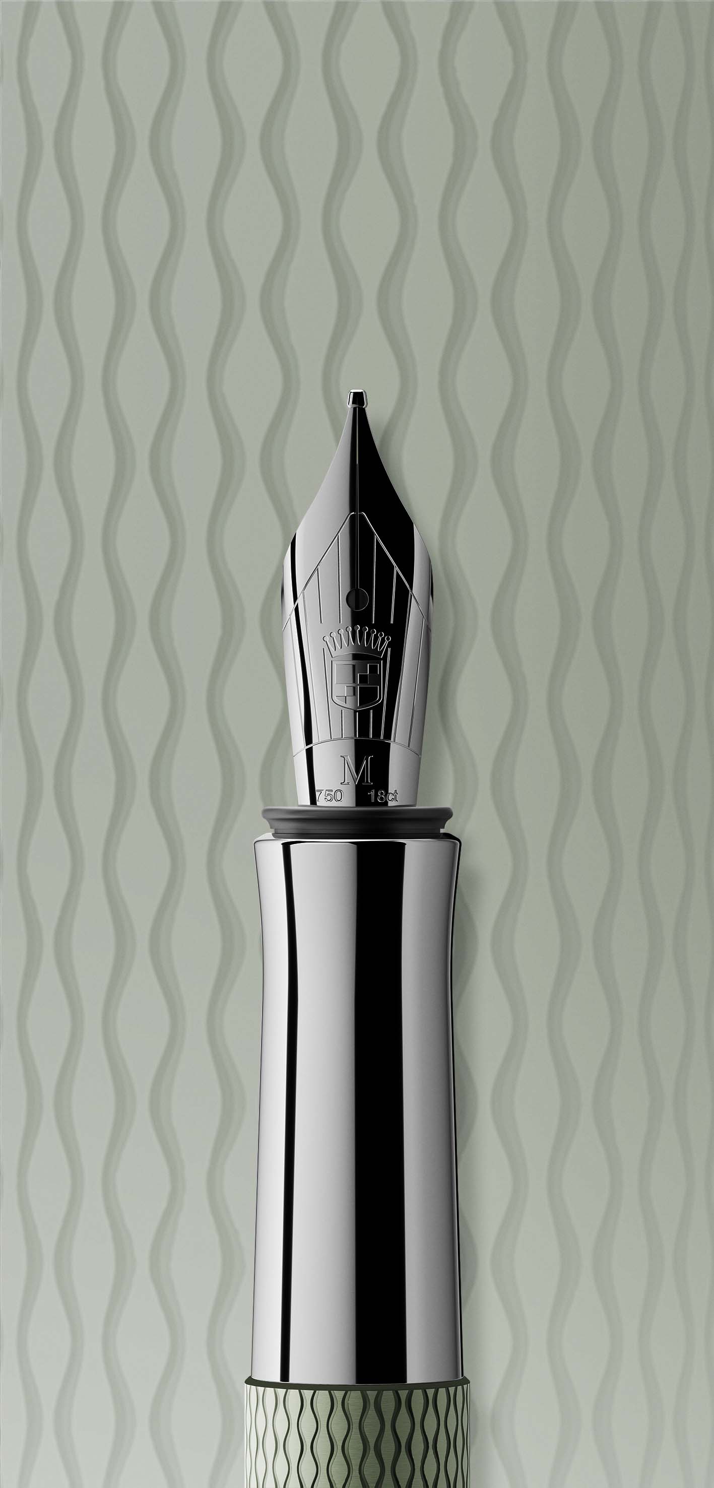 Esferográfica Guilloche Sage Green Ponta F Graf Von Faber-Castell 3