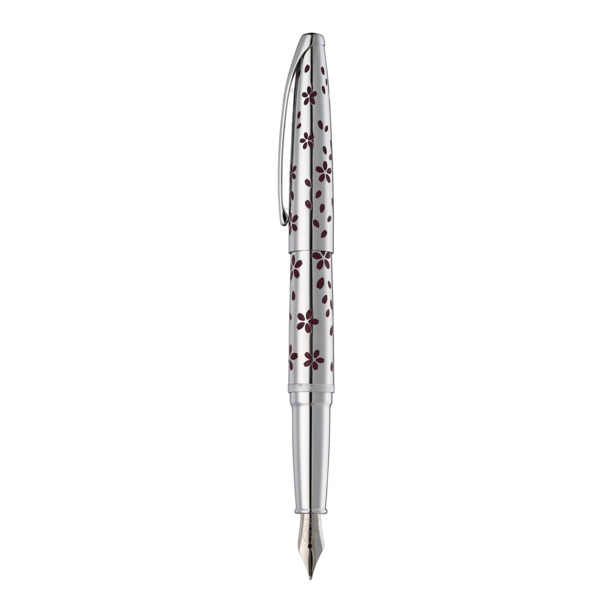 Caneta De Aparo Da Edição Especial Cherry Blossom Sakura Em Cromado Brilhante E Ponta Média Da Coleção Atx Da Cross Prata-2