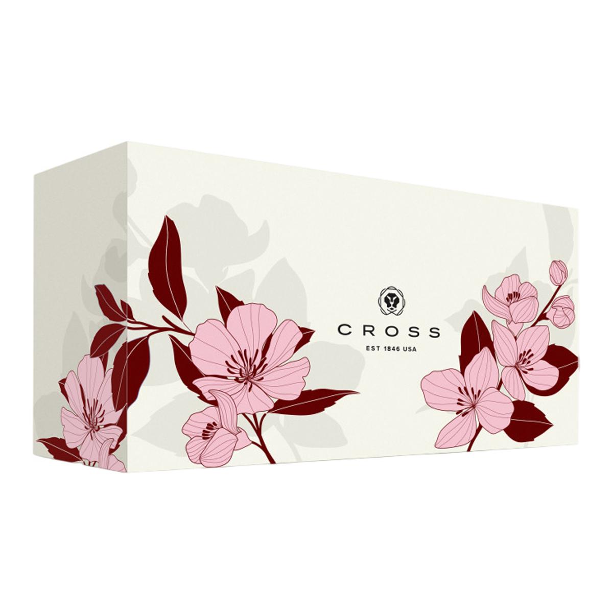 Caneta De Aparo Da Edição Especial Cherry Blossom Sakura Em Cromado Brilhante E Ponta Média Da Coleção Atx Da Cross Prata-4