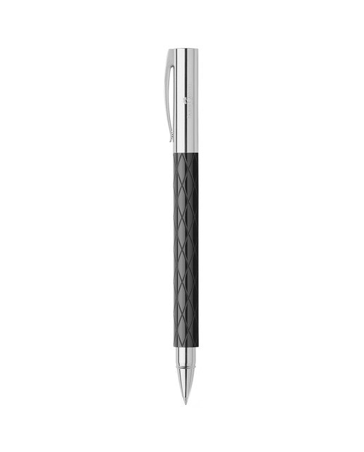 Caneta Rollerball Ambition Rhombus Faber-Castell Preta e Aço Preto / Crómio-1