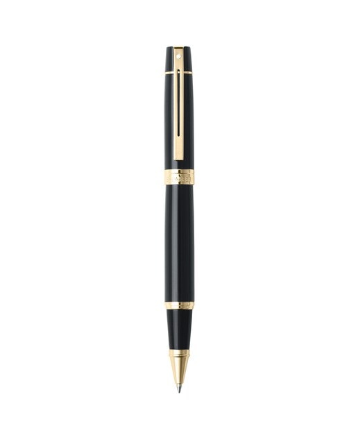 Caneta Roller Ball Sheaffer 300 de Laca Preta com Pormenores Dourados Preto-1