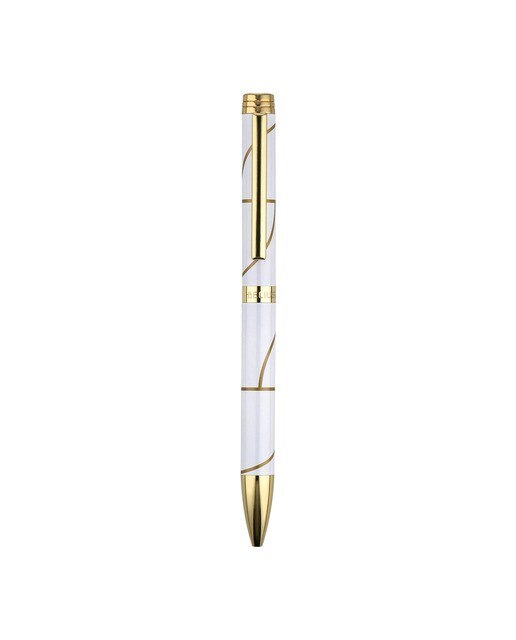 Rollerball em caixa de design Carte Blanche Belius branco e dourado Branco-2