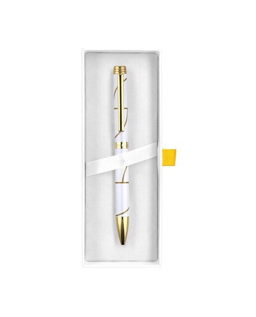 Rollerball em caixa de design Carte Blanche Belius branco e dourado Branco-4