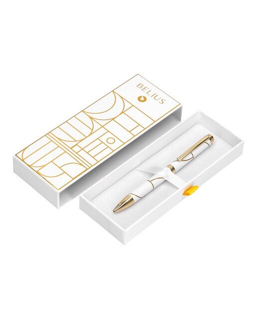 Rollerball em caixa de design Carte Blanche Belius branco e dourado Branco-5