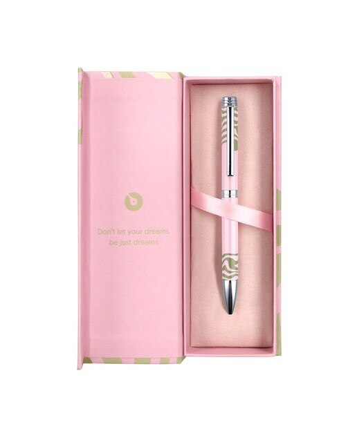 Rollerball em caixa de design Ink Dreams Belius rosa e verde matcha prateado Rosa-3