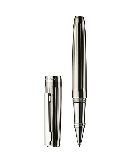 Roller cuerpo de latón lacado a mano con guilloche de lineas finas Otto Hutt negro transparente Negro-2
