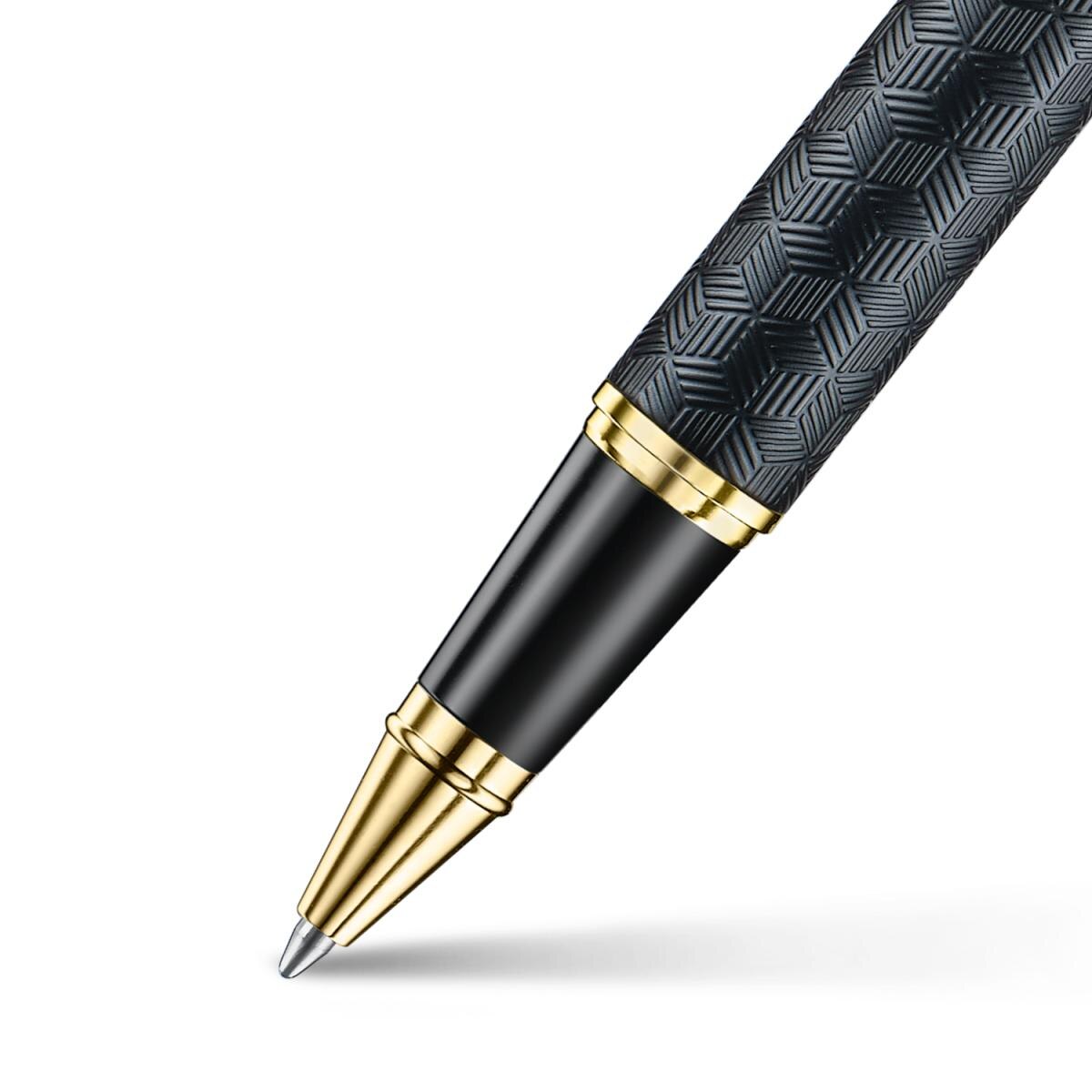 Caneta Rollerball em Laca Preta Fosco Gravada e com Tampa Cromada em Ouro da Coleção 300 de Sheaffer 2