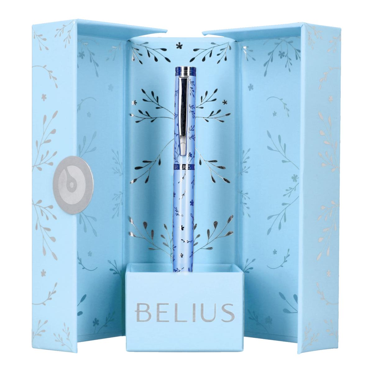 Caneta Roller Ball em Aluminio com Relevo em Caixa de Design Bella Belius - Azul Celeste Azul-celeste-2