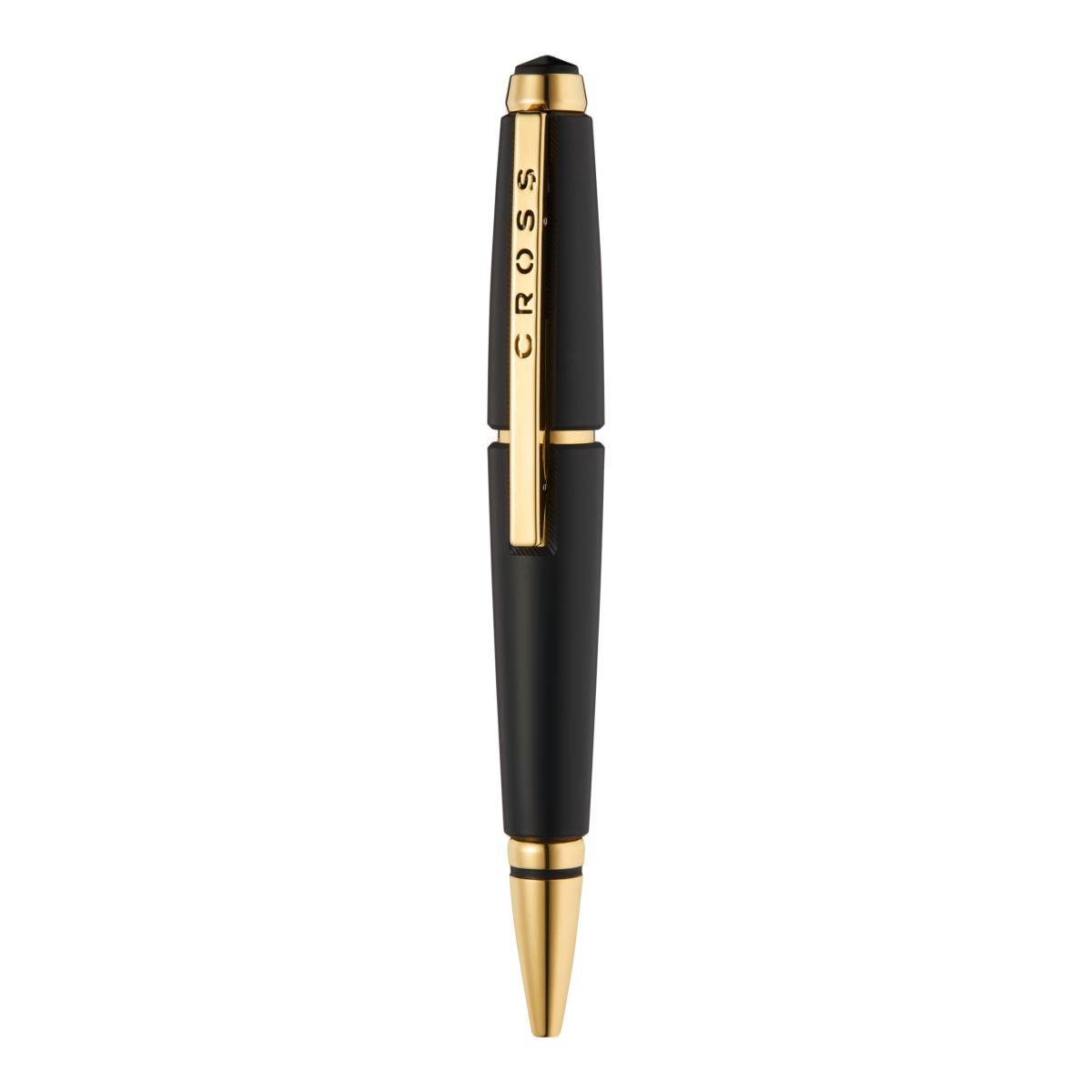 Caneta Esferográfica Com Acabamento Preto Mate E Detalhes Dourados Da Coleção Edge Da Cross Preto / Dourado-2