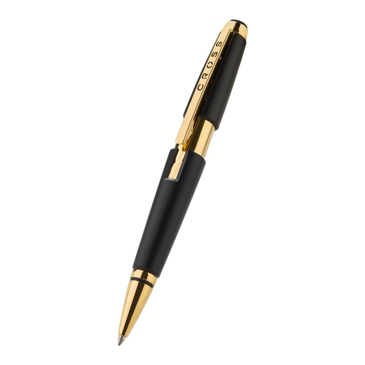 Caneta Esferográfica Com Acabamento Preto Mate E Detalhes Dourados Da Coleção Edge Da Cross Preto / Dourado-4
