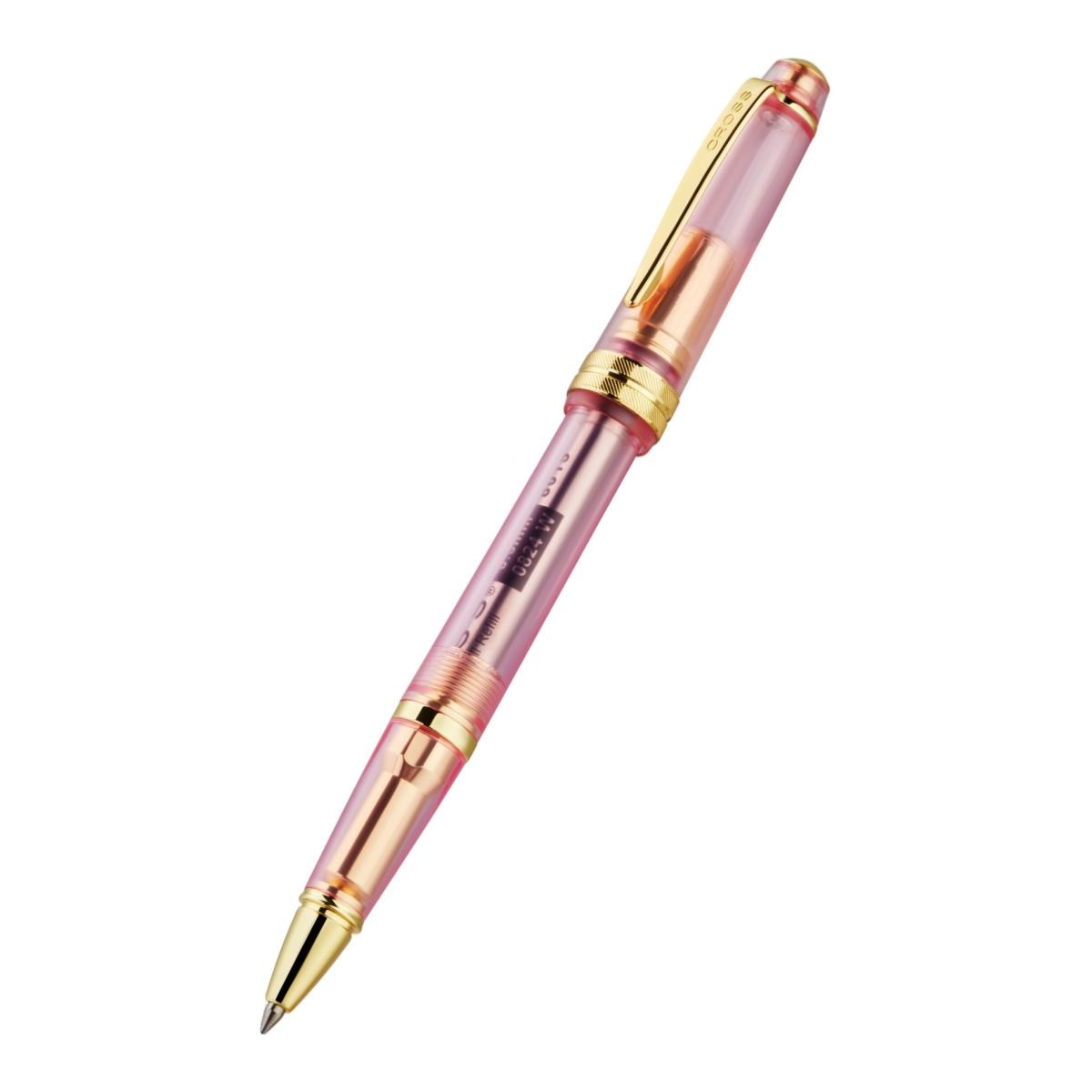 Caneta Esferográfica Em Resina Rosa Translúcida Com Detalhes Dourados Da Coleção Bailey Light Da Cross Rosa / Dourado-4
