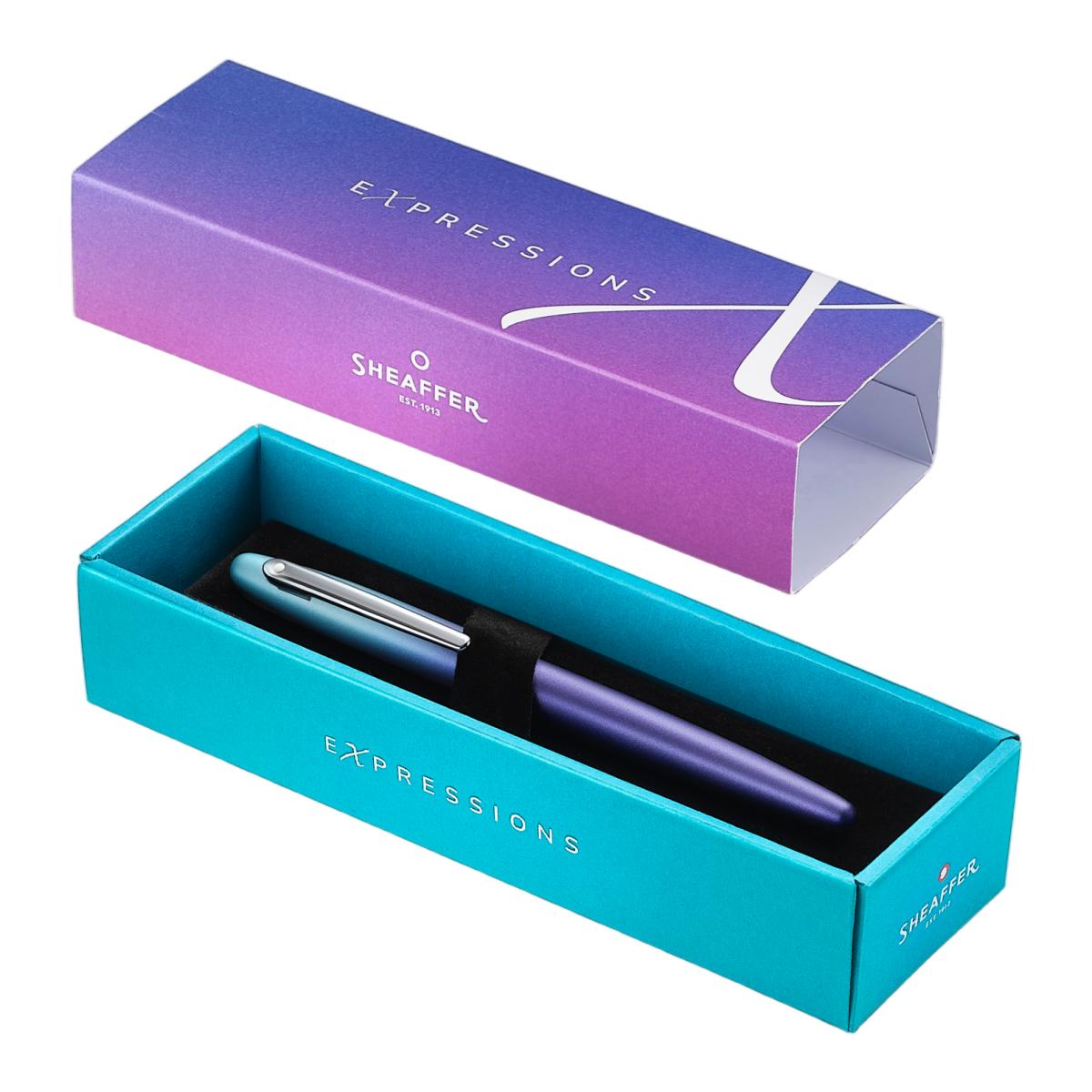 Caneta Esferográfica Com Acabamento Azul Degradé E Detalhes Cromados Coloridos Da Coleção Expressions · Vfm Da Sheaffer Azul / Preto-4