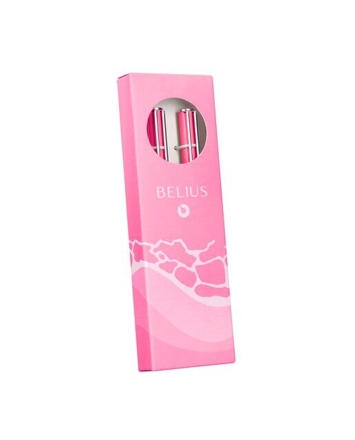 Conjunto de esferográfica e caneta rollerball Endless Summer Belius rosa e prateada numa caixa com o design Endless Summer Belius Rosa-5