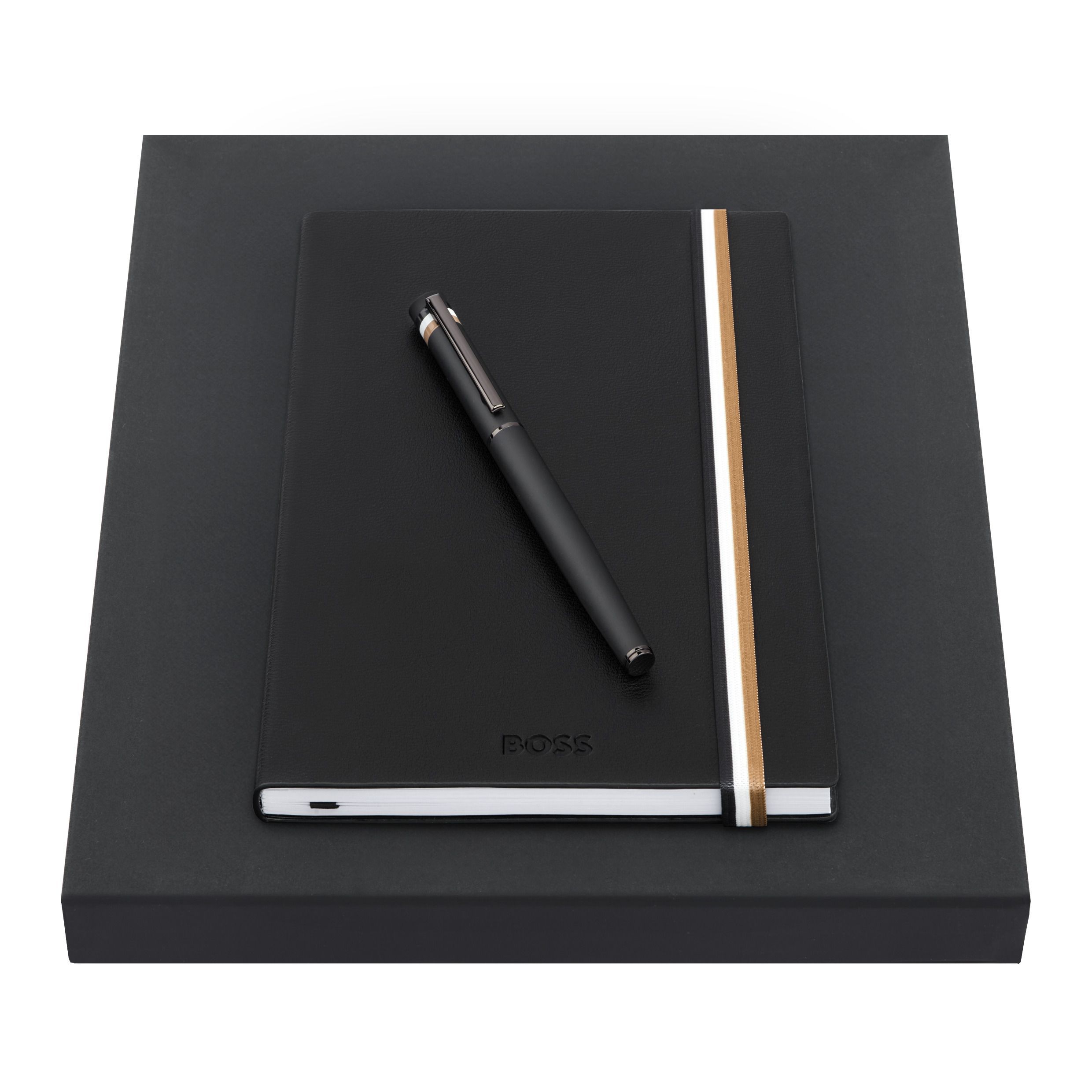 Set caderno e rollerball Hugo Boss Iconic preto Preto-2