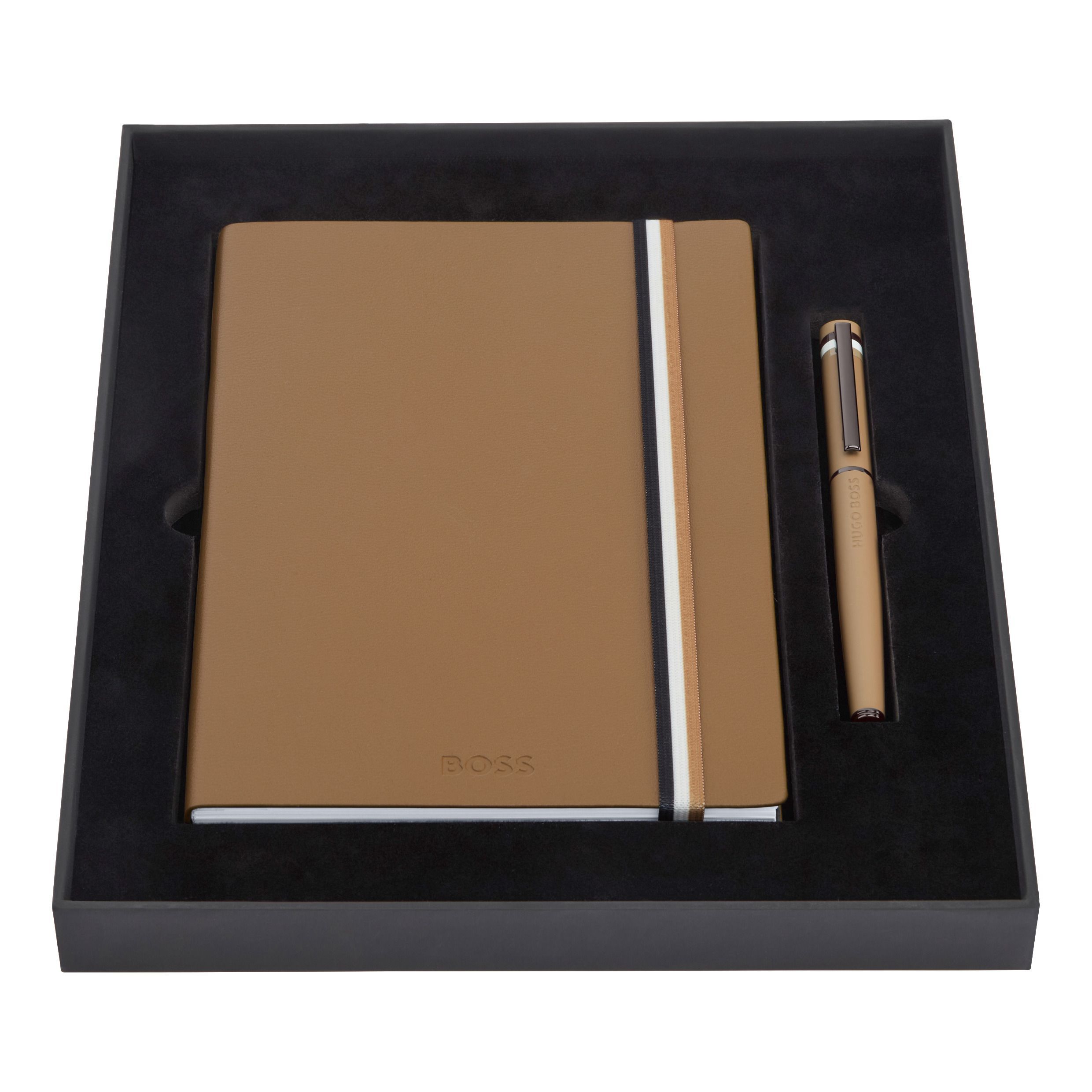 Set cuaderno y rollerball Hugo Boss Iconic camel Camel-1