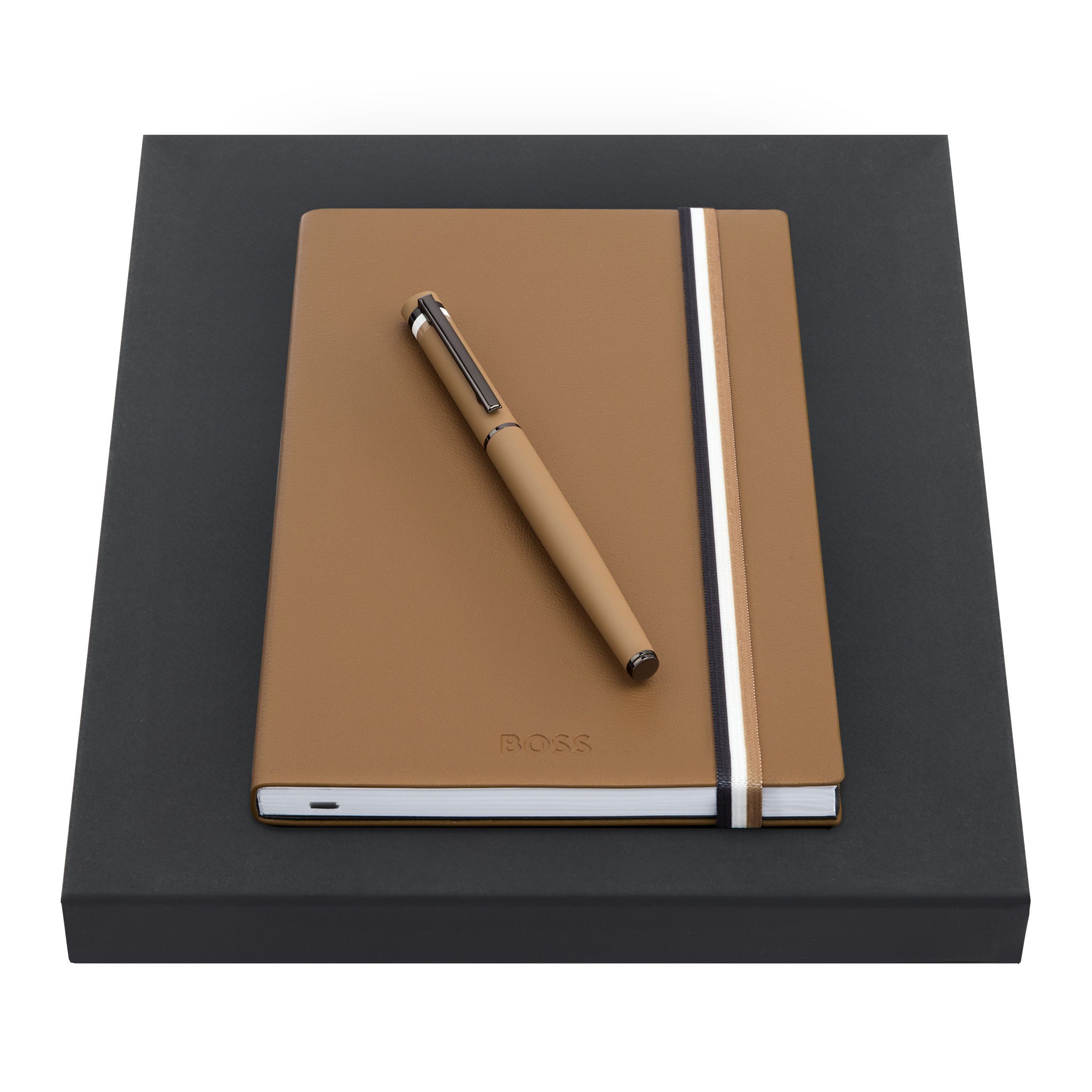 Set cuaderno y rollerball Hugo Boss Iconic camel Camel-2