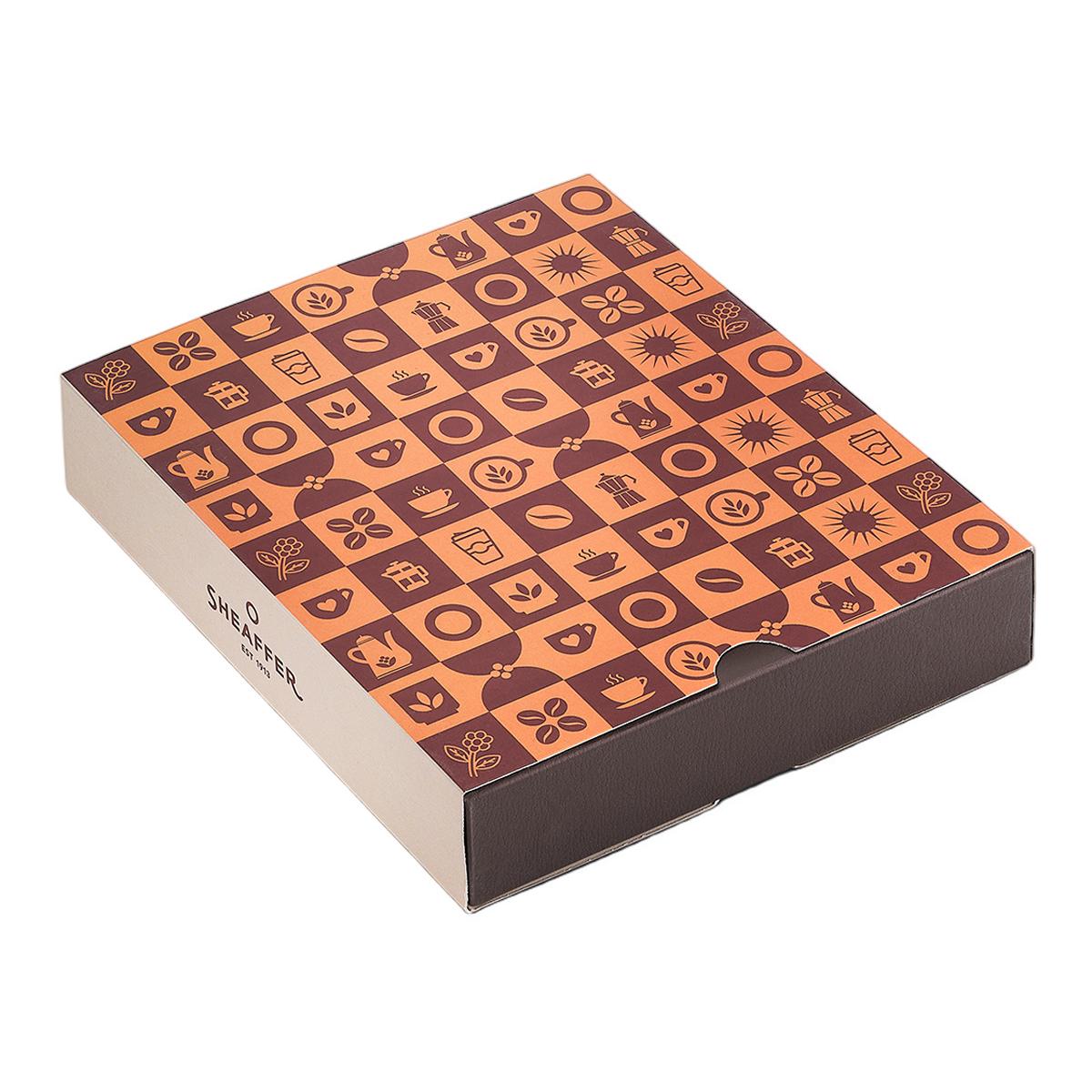 Juego para regalo de bolígrafo Coffee Edition marrón mate con detalles en marrón y tarjetero Marrón-14