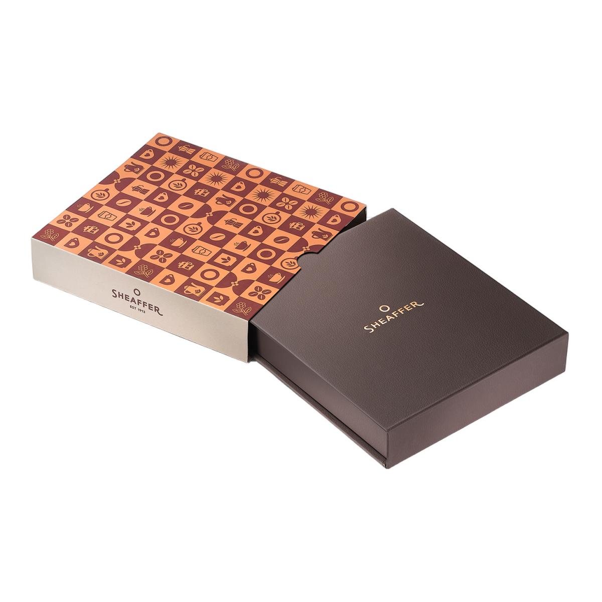 Juego para regalo de bolígrafo Coffee Edition marrón mate con detalles en marrón y tarjetero Marrón-12