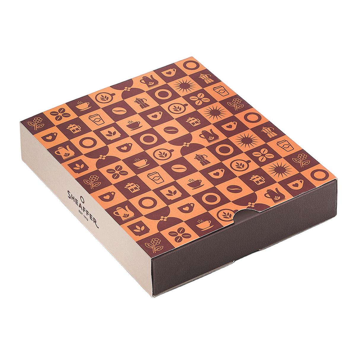 Juego para regalo de bolígrafo Coffee Edition marrón mate con detalles en marrón y tarjetero Marrón-13