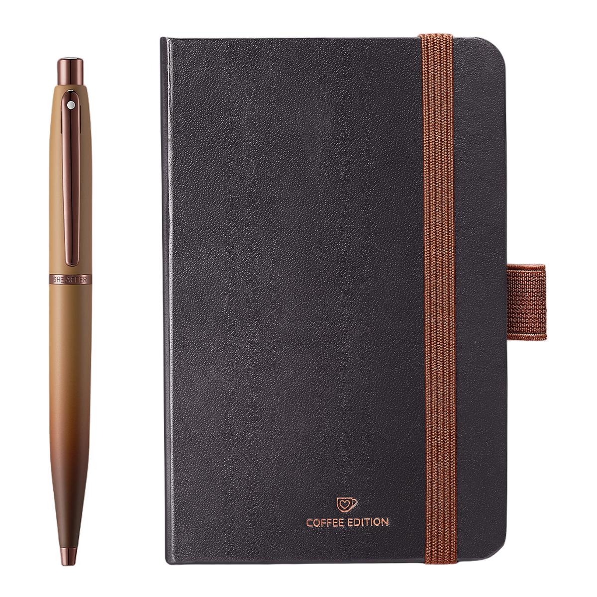 Imagen 2 de Juego para regalo de bolígrafo marrón mate con detalles en marrón y cuaderno pequeño marrón de la colección Coffee Edition · VFM de Sheaffer Marrón