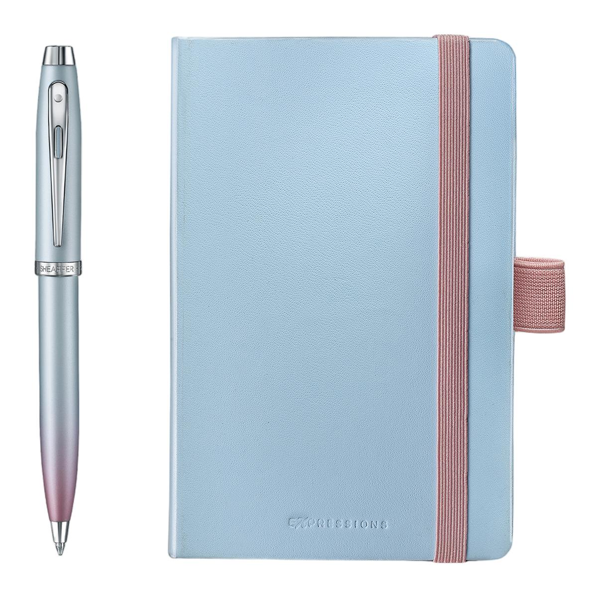 Juego para regalo de bolígrafo nácar degradado con detalles cromados y cuaderno pequeño azul pastel de la colección Expressions · 100 de Sheaffer Nácar-2