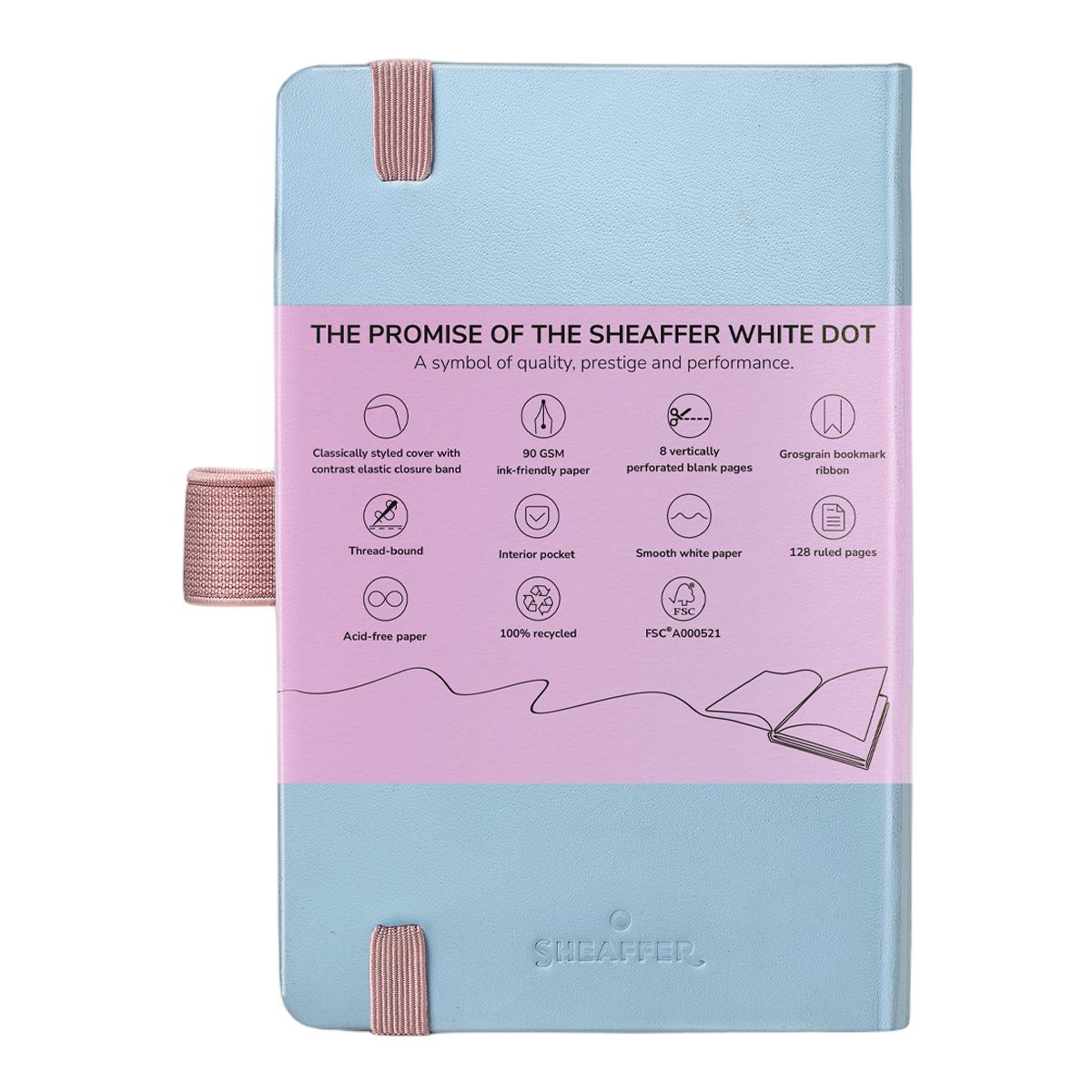 Juego para regalo de bolígrafo nácar degradado con detalles cromados y cuaderno pequeño azul pastel de la colección Expressions · 100 de Sheaffer Nácar-5