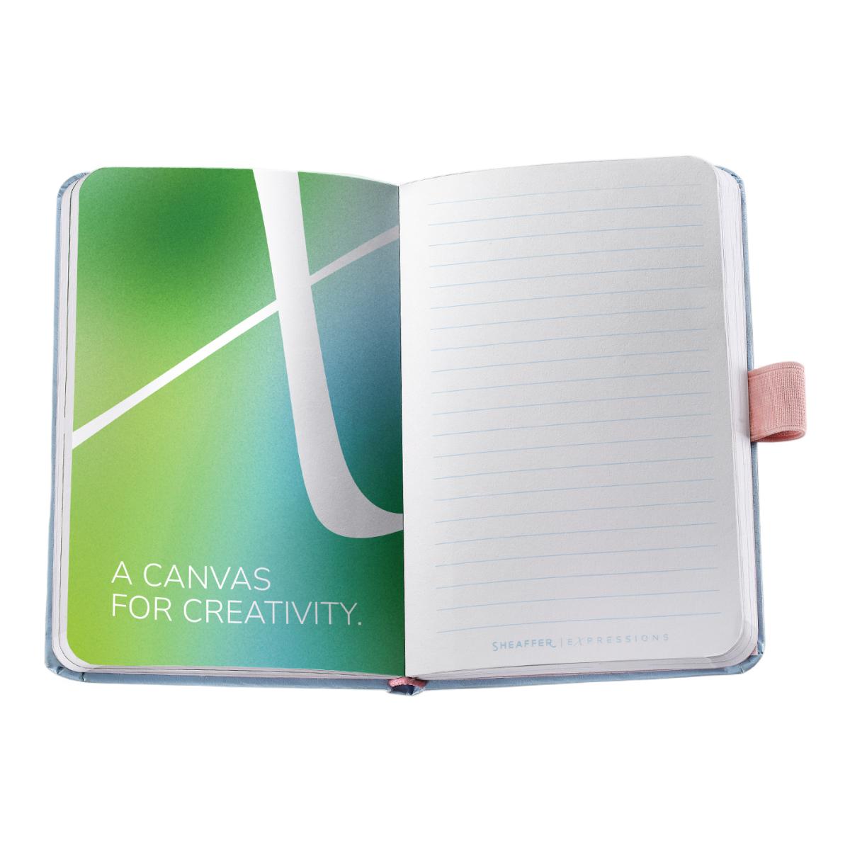 Juego para regalo de bolígrafo nácar degradado con detalles cromados y cuaderno pequeño azul pastel de la colección Expressions · 100 de Sheaffer Nácar-7