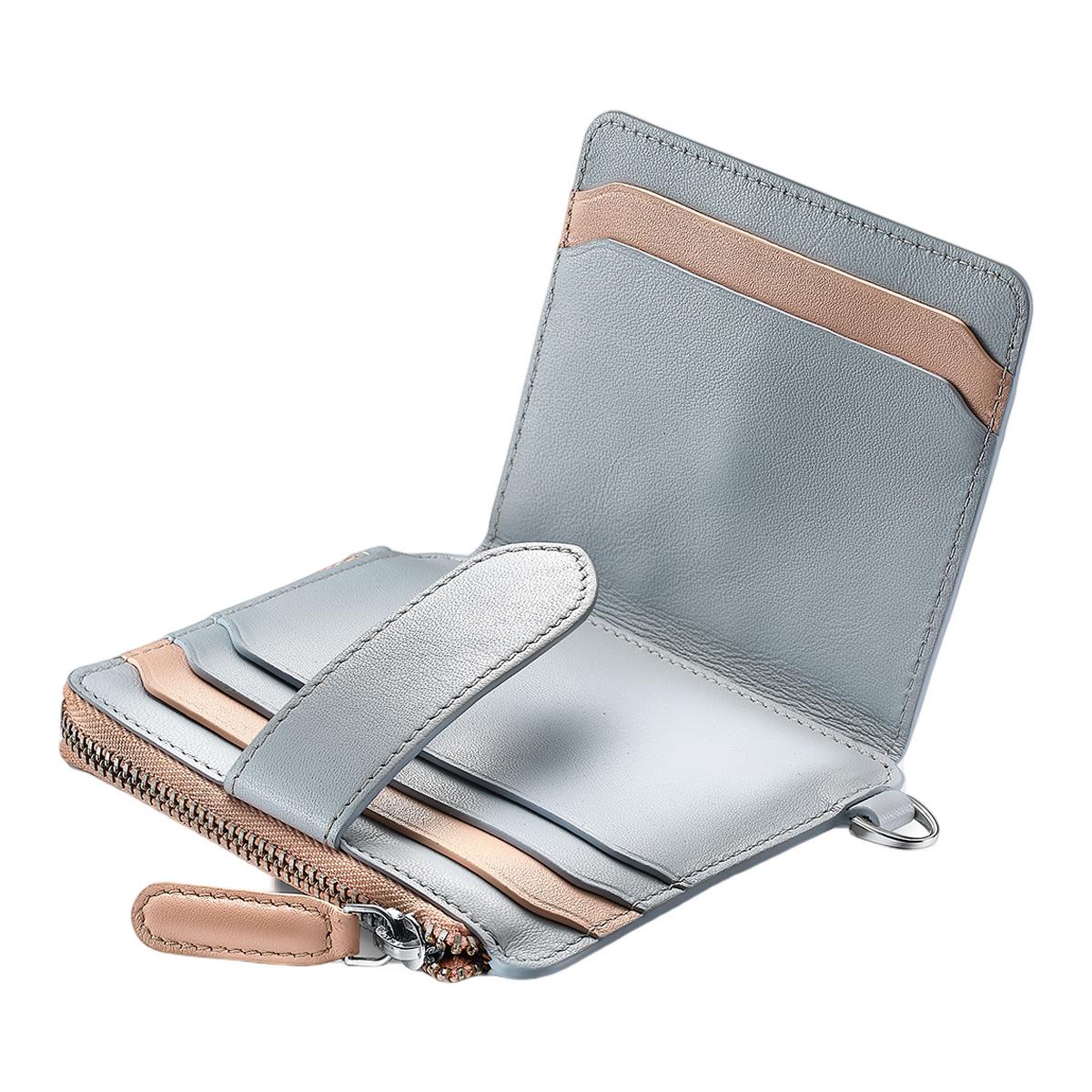 Juego para regalo de bolígrafo nácar degradado con detalles cromados y Cartera de piel Nácar-8