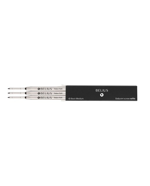 Recarga para esferográfica 0,8 mm caixa de 3 pcs. Belius preto Preto-2