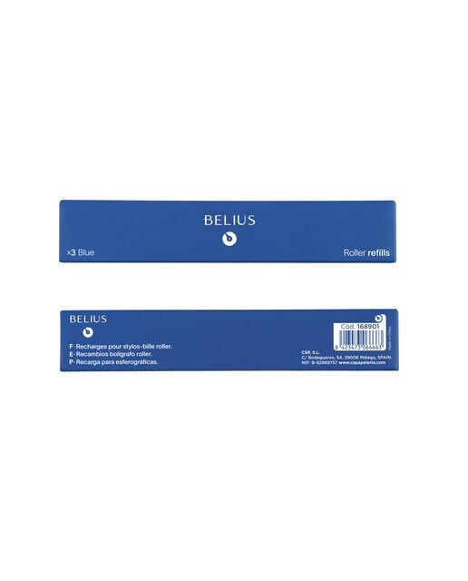 Recarga rollerball 0,7 mm caixa de 3 ud Belius azul Azul-3