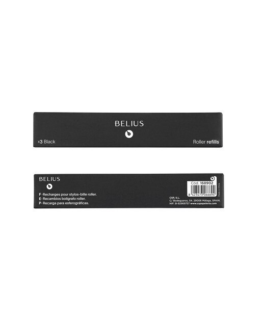Recarga rollerball 0,7 mm caixa de 3 ud Belius preto Preto-3