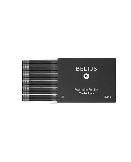 Tinta estilográfica caixa de 6 cartuchos Belius preto Preto-2