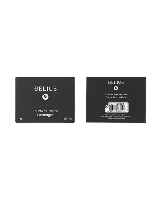 Tinta estilográfica caixa de 6 cartuchos Belius preto Preto-3