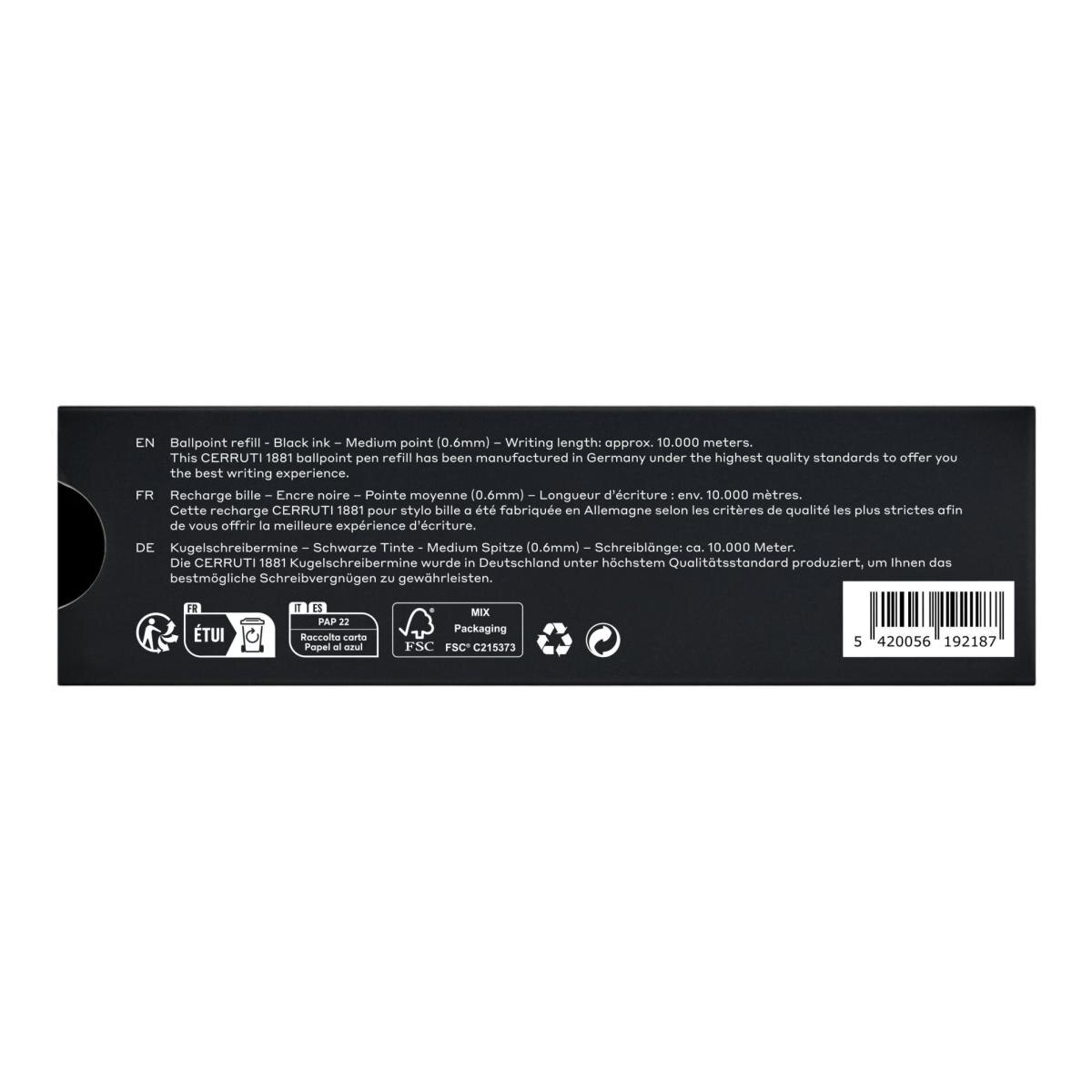 2 Recargas de Caneta Cerruti 1881 Softline Preto Medio Preto-3