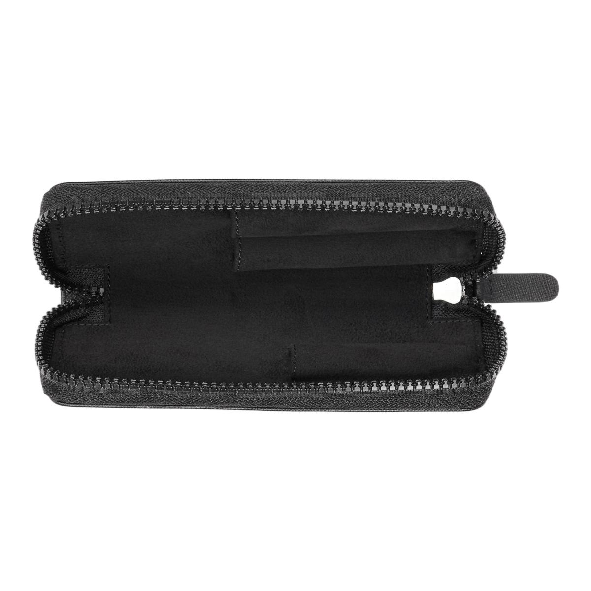 Imagen 2 de Funda para escritura negra con cremallera para dos piezas de la colección de piel Saffiano de Cross Negro