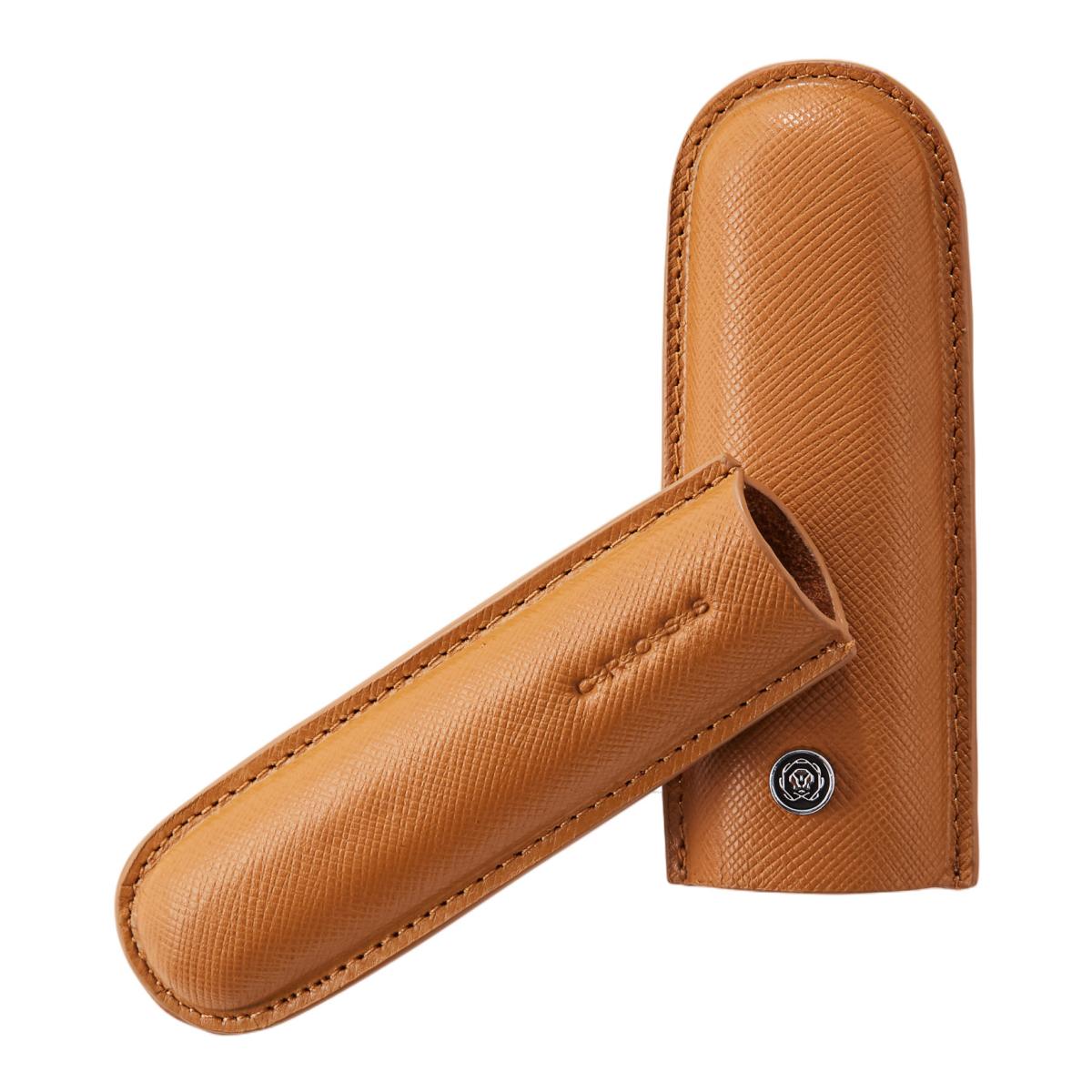 Imagen 3 de Funda para escritura marrón café tipo "porta puros" para una pieza de la colección de piel Saffiano de Cross Marrón
