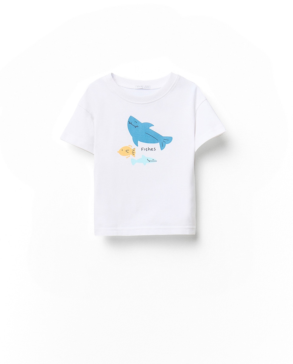 Conjunto com Estampado de Peixes Branco-2