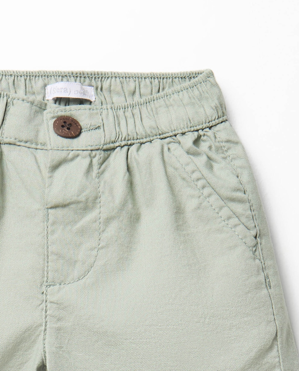 Bermudas Fluidas de Algodão Sfera Verde-claro-2