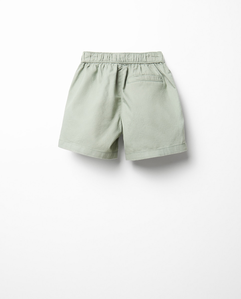 Bermudas Fluidas de Algodão Sfera Verde-claro-4