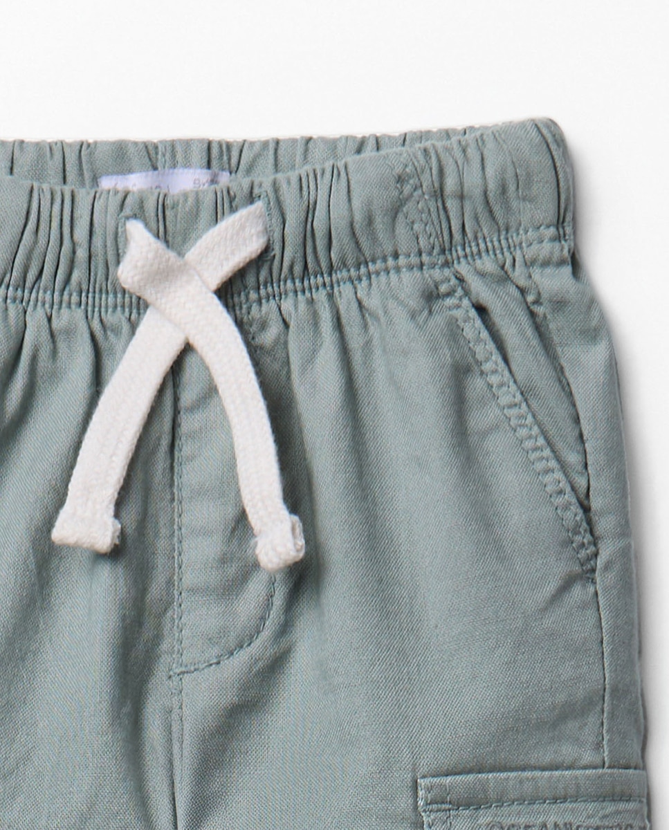 Calças Cargo em Algodão Caqui-2